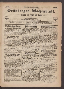 Grünberger Wochenblatt: Zeitung für Stadt und Land, No. 81. (10. Oktober 1869)