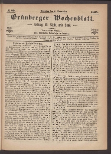 Grünberger Wochenblatt: Zeitung für Stadt und Land, No. 89. (7. November 1869)