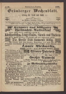 Grünberger Wochenblatt: Zeitung für Stadt und Land, No. 97. (5. Dezember 1869)