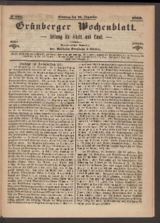 Grünberger Wochenblatt: Zeitung für Stadt und Land, No. 101. (19. Dezember 1869)