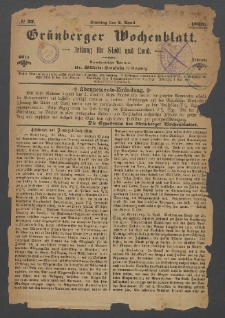 Grünberger Wochenblatt: Zeitung für Stadt und Land, No. 27. (3. April 1870)