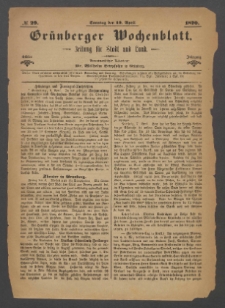 Grünberger Wochenblatt: Zeitung für Stadt und Land, No. 29. (10. April 1870)