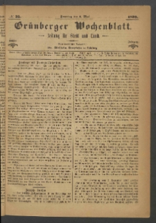 Grünberger Wochenblatt: Zeitung für Stadt und Land, No. 35. (1. Mai 1870)