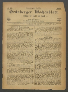 Grünberger Wochenblatt: Zeitung für Stadt und Land, No. 40. (19. Mai 1870)