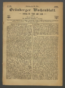 Grünberger Wochenblatt: Zeitung für Stadt und Land, No. 43. (29. Mai 1870)