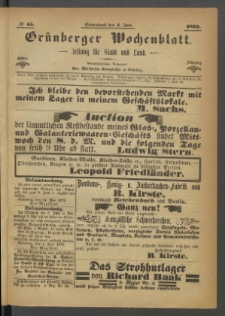 Grünberger Wochenblatt: Zeitung für Stadt und Land, No. 45. (4. Juni 1870)
