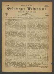 Grünberger Wochenblatt: Zeitung für Stadt und Land, No. 51. (26. Juni 1870)