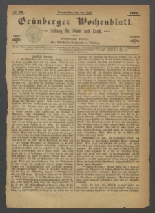 Grünberger Wochenblatt: Zeitung für Stadt und Land, No. 60. (28. Juli 1870)