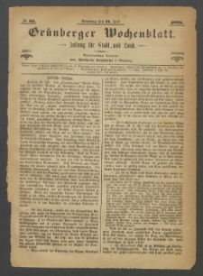 Grünberger Wochenblatt: Zeitung für Stadt und Land, No. 61. (31. Juli 1870)