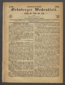 Grünberger Wochenblatt: Zeitung für Stadt und Land, No. 69. (28. August 1870)