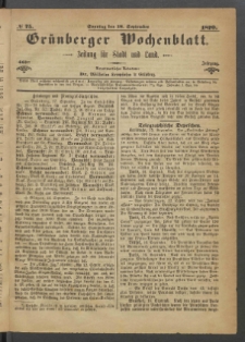 Grünberger Wochenblatt: Zeitung für Stadt und Land, No. 75. (18. September 1870)