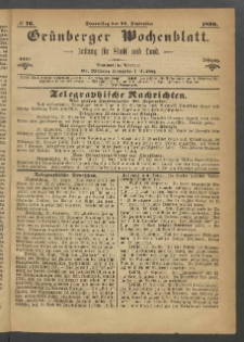 Grünberger Wochenblatt: Zeitung für Stadt und Land, No. 76. (22. September 1870)