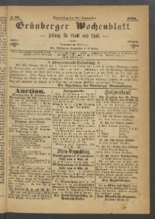 Grünberger Wochenblatt: Zeitung für Stadt und Land, No. 78. (29. September 1870)