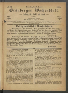 Grünberger Wochenblatt: Zeitung für Stadt und Land, No. 82. (13. October 1870)