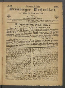 Grünberger Wochenblatt: Zeitung für Stadt und Land, No. 83. (16. October 1870)