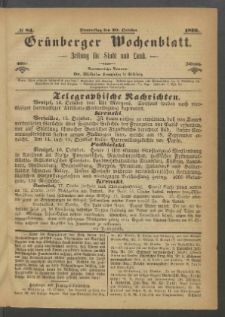 Grünberger Wochenblatt: Zeitung für Stadt und Land, No. 84. (20. October 1870)