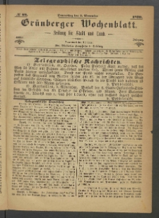 Grünberger Wochenblatt: Zeitung für Stadt und Land, No. 88. (3. November 1870)