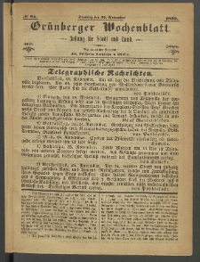 Grünberger Wochenblatt: Zeitung für Stadt und Land, No. 95. (27. November 1870)