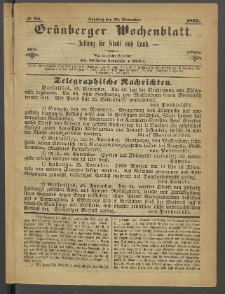 Grünberger Wochenblatt: Zeitung für Stadt und Land, No. 95. (27. November 1870)