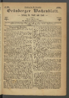 Grünberger Wochenblatt: Zeitung für Stadt und Land, No. 99. (11. December 1870)