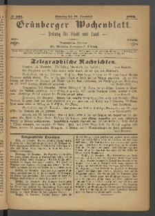 Grünberger Wochenblatt: Zeitung für Stadt und Land, No. 101. (18. December 1870)