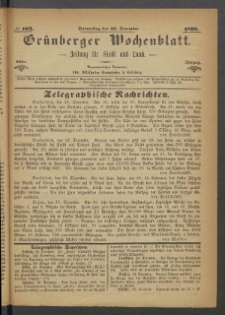 Grünberger Wochenblatt: Zeitung für Stadt und Land, No. 102. (22. December 1870)