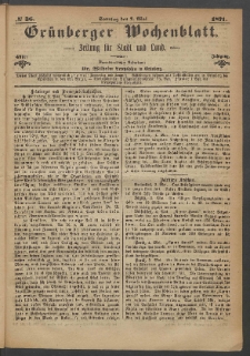 Grünberger Wochenblatt: Zeitung für Stadt und Land, No. 36. (7. Mai 1871)