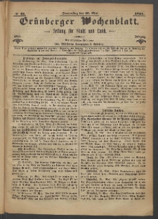 Grünberger Wochenblatt: Zeitung für Stadt und Land, No. 41. (25. Mai 1871)