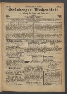 Grünberger Wochenblatt: Zeitung für Stadt und Land, No. 81. (11. October 1871)