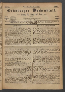 Gr&uuml;nberger Wochenblatt: Zeitung f&uuml;r Stadt und Land, No. 83. (19. October 1871)