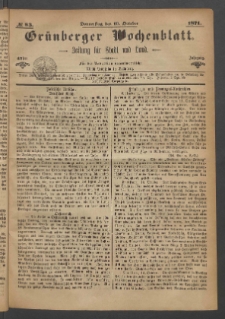 Grünberger Wochenblatt: Zeitung für Stadt und Land, No. 83. (19. October 1871)