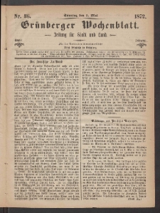 Grünberger Wochenblatt: Zeitung für Stadt und Land, No. 36. (5. Mai 1872)