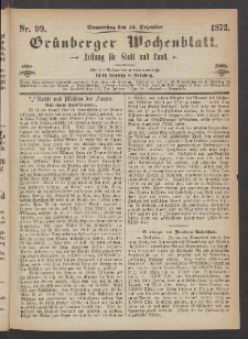 Grünberger Wochenblatt: Zeitung für Stadt und Land, No. 99. (12. Dezember 1872)