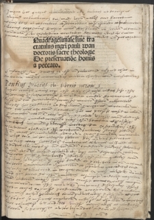 Quadragesimale siue tractatulus magistri Pauli wan doctoris sacre theologie De preseruatione hominis a peccato