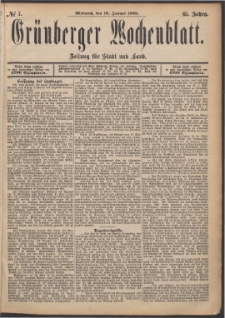 Grünberger Wochenblatt: Zeitung für Stadt und Land, No. 7. (16. Januar 1889)