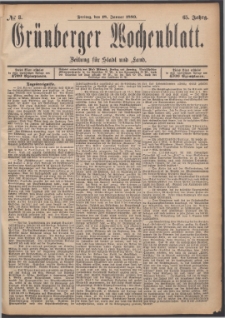 Grünberger Wochenblatt: Zeitung für Stadt und Land, No. 8. (18. Januar 1889)