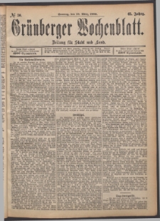 Grünberger Wochenblatt: Zeitung für Stadt und Land, No. 30. (10. März 1889)
