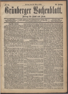 Grünberger Wochenblatt: Zeitung für Stadt und Land, No. 35. (22. März 1889)