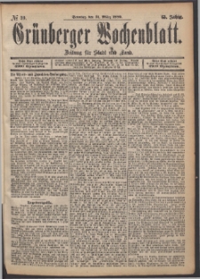 Grünberger Wochenblatt: Zeitung für Stadt und Land, No. 39. (31. März 1889)