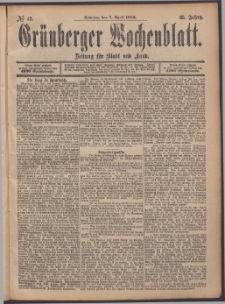 Grünberger Wochenblatt: Zeitung für Stadt und Land, No. 42. (7. April 1889)