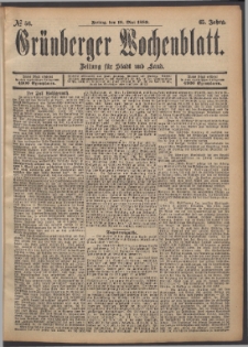 Grünberger Wochenblatt: Zeitung für Stadt und Land, No. 56. (10. Mai 1889)