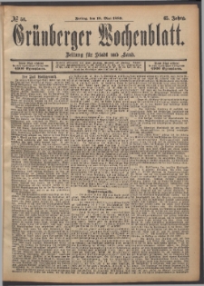 Grünberger Wochenblatt: Zeitung für Stadt und Land, No. 56. (10. Mai 1889)