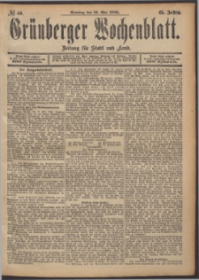 Grünberger Wochenblatt: Zeitung für Stadt und Land, No. 60. (19. Mai 1889)