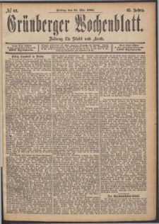 Grünberger Wochenblatt: Zeitung für Stadt und Land, No. 62. (24. Mai 1889)