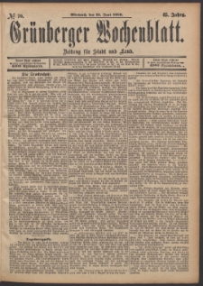 Grünberger Wochenblatt: Zeitung für Stadt und Land, No. 70. (12. Juni 1889)