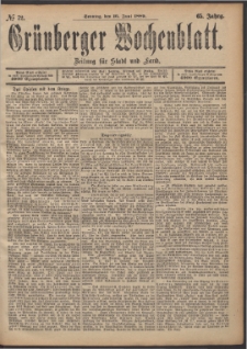 Gr&uuml;nberger Wochenblatt: Zeitung f&uuml;r Stadt und Land, No. 72. (16. Juni 1889)