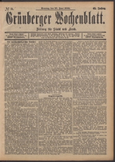 Grünberger Wochenblatt: Zeitung für Stadt und Land, No. 75. (23. Juni 1889)