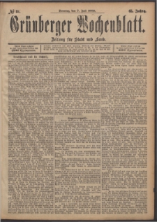 Grünberger Wochenblatt: Zeitung für Stadt und Land, No. 81. (7. Juli 1889)