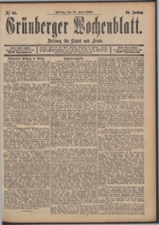 Grünberger Wochenblatt: Zeitung für Stadt und Land, No. 83. (12. Juli 1889)