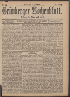 Gr&uuml;nberger Wochenblatt: Zeitung f&uuml;r Stadt und Land, No. 84. (14. Juli 1889)